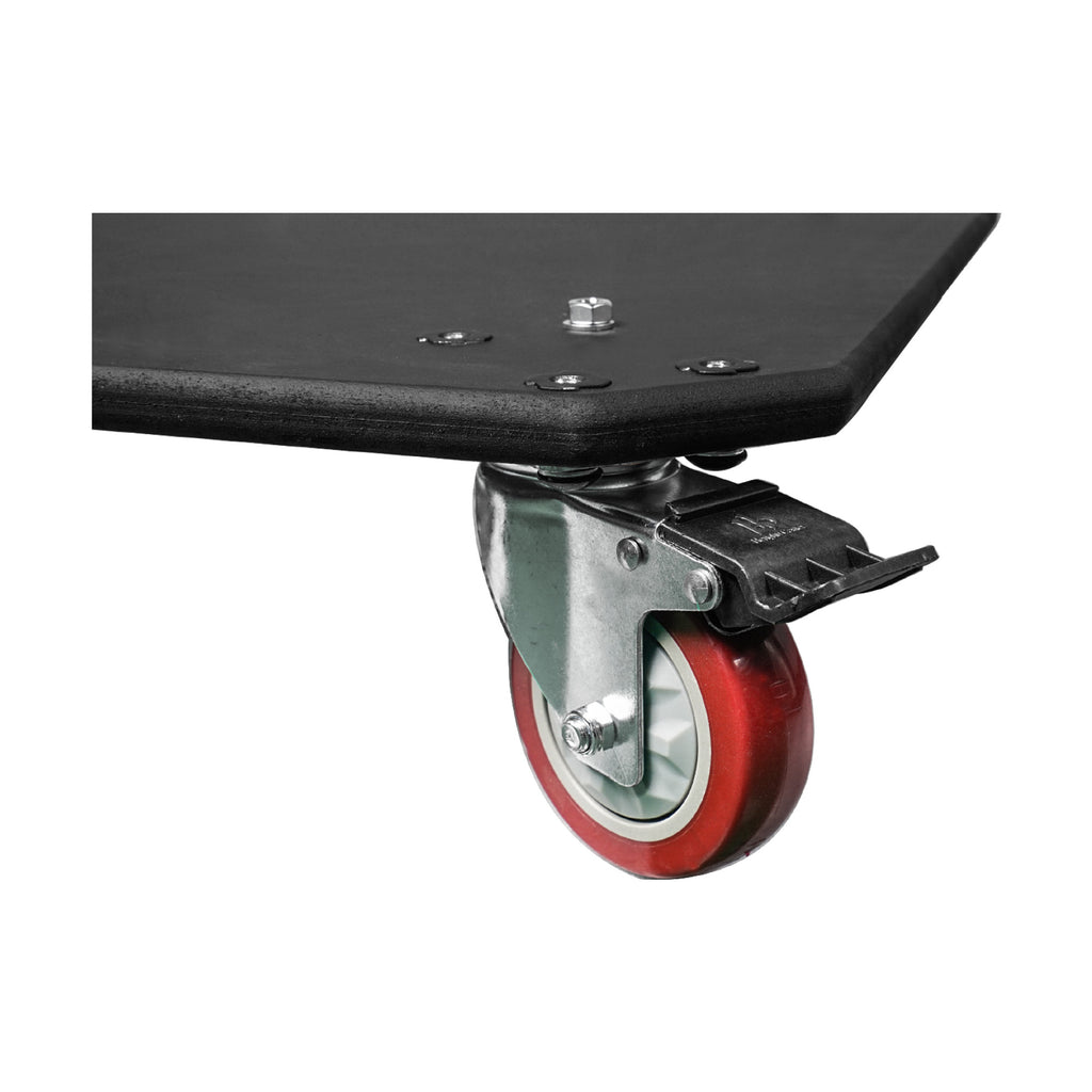 Sound Town STRC-CB-R | REFURBISHED: Sturdy Replacement Plywood Caster Board for Road/Rack Case, with 4-inch Wheels and Locking Brakes