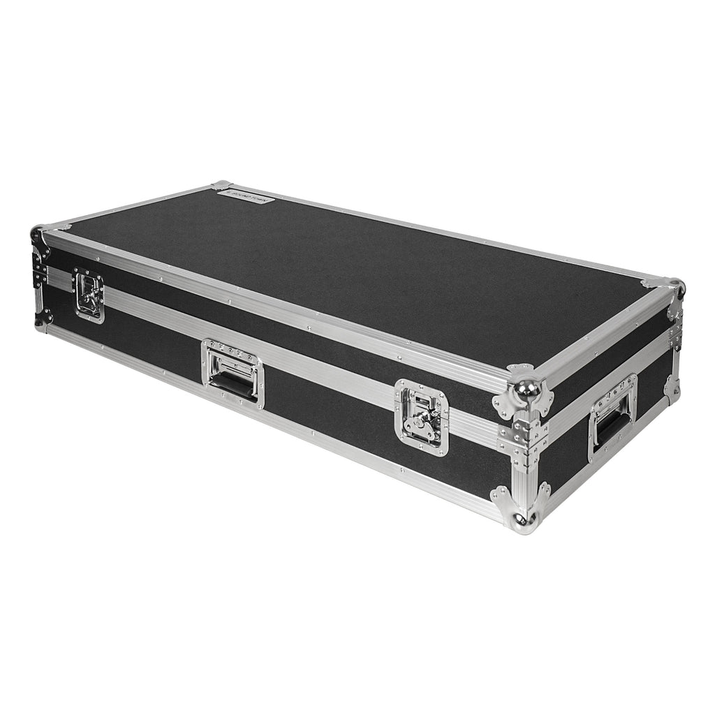 Sound Town STRC-KB61W | Plywood 61-Note Keyboard ATA Flight Case, with Recessed Wheels, Handles and Latches, High-density Foam Interior - Portable