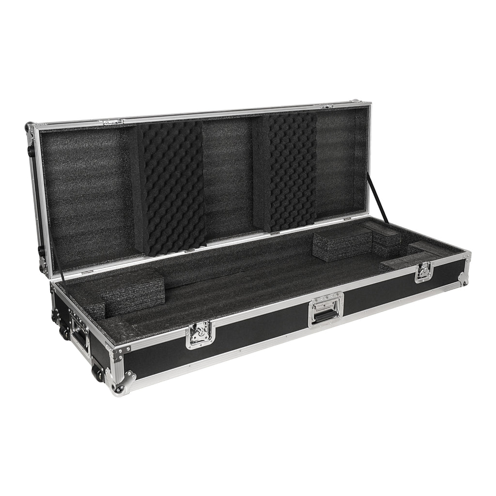 Sound Town STRC-KB88W-R | REFURBISHED: Plywood 88-Note Keyboard ATA Flight Case, with Recessed Wheels, Handles and Latches, High-density Foam Interior - Left View
