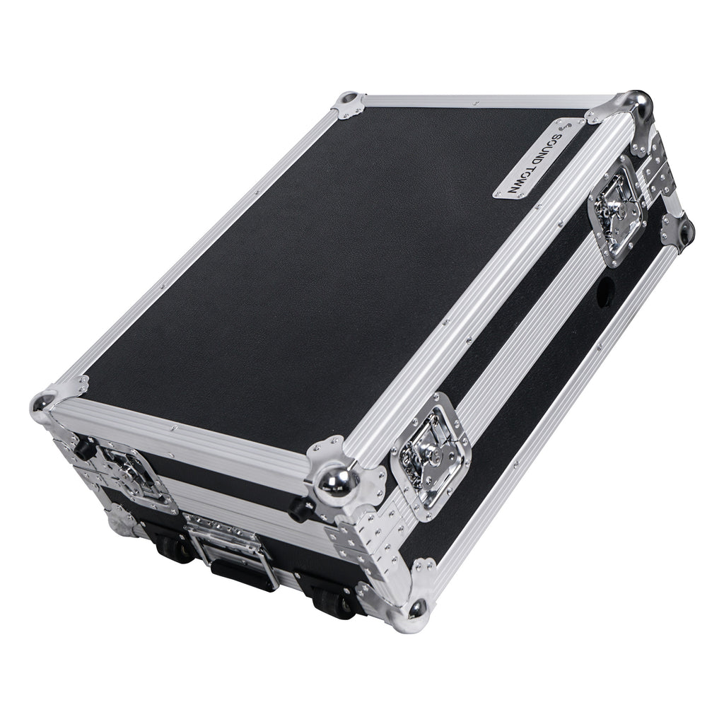 Sound Town STRC-SRLT Refurbished DJ Controller Road Case with Sliding Platform, Wheels and Rubber Handles - Inline Skate Wheels