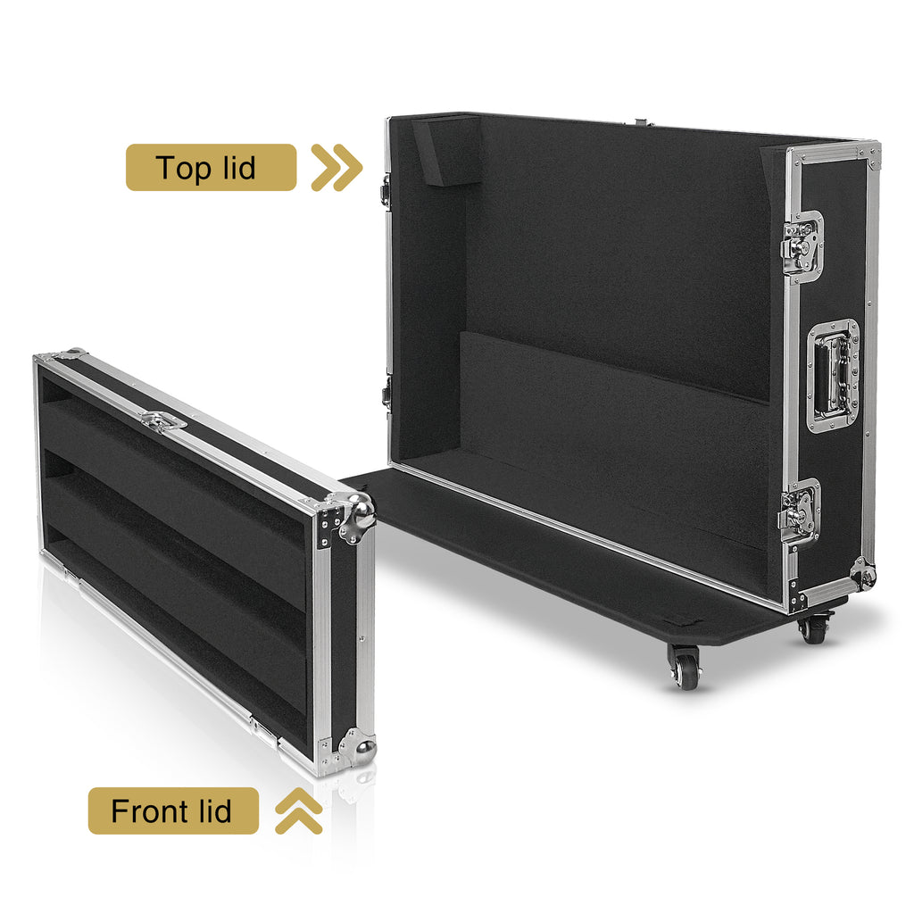 Sound Town STRC-WING48 | ATA Plywood Mixer Case with Interior Foam Protection, Doghouse, 2 Drawers, and Caster Wheels for Behringer WING 48 Mixer Console - Removable Front and Top Lids