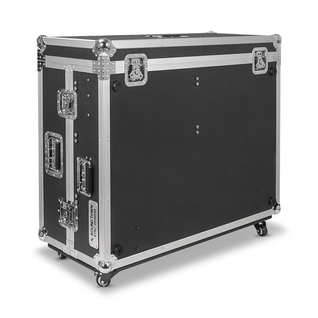 Sound Town STRC-WING48 | ATA Plywood Mixer Case with Interior Foam Protection, Doghouse, 2 Drawers, and Caster Wheels for Behringer WING 48 Mixer Console-Recessed Latches, Rubber Gripped Handles