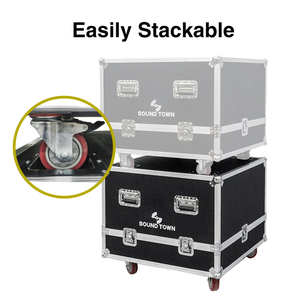 Sound Town STRC-Z208X4 | Flight Case for Four ZETHUS-208BV2 Line Array Speakers - Easily Stackable