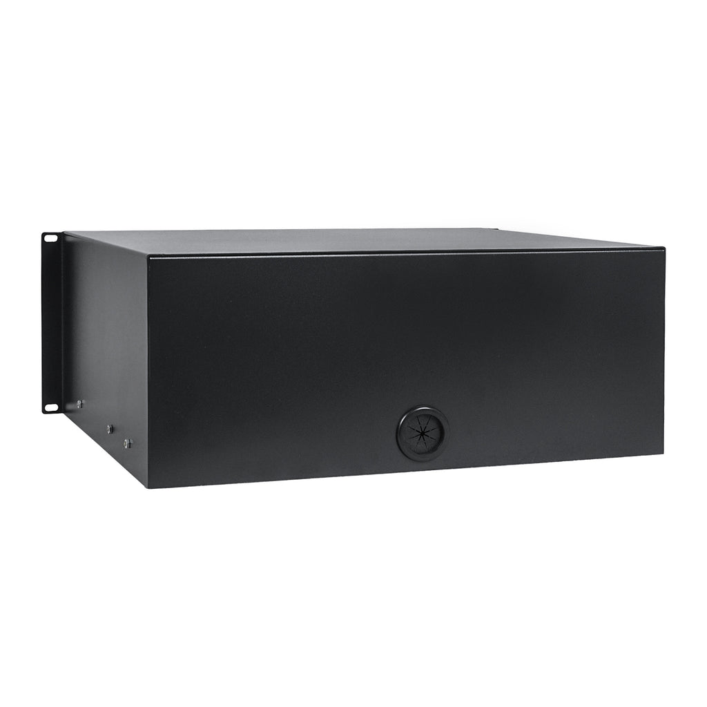 Sound Town STRD-4D | 19" 4U Locking Rack Mount Sliding Drawer, with Protection Foam - Back-Cable-Grommets