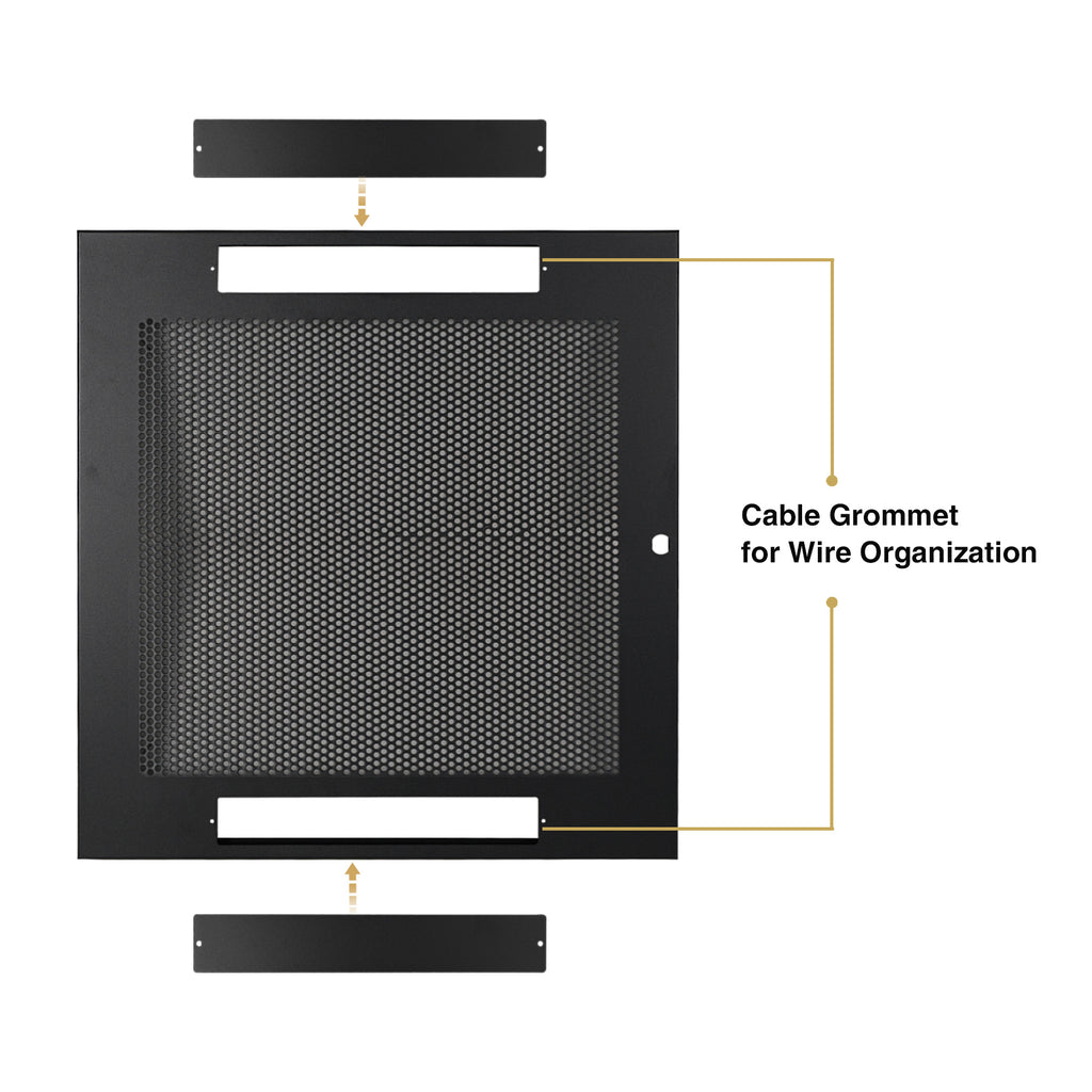 Sound Town STRK-DS12U | Vented Server Rack Doors, for STRK-M12U Steel Rack, with Cable Grommet for Wire Organization