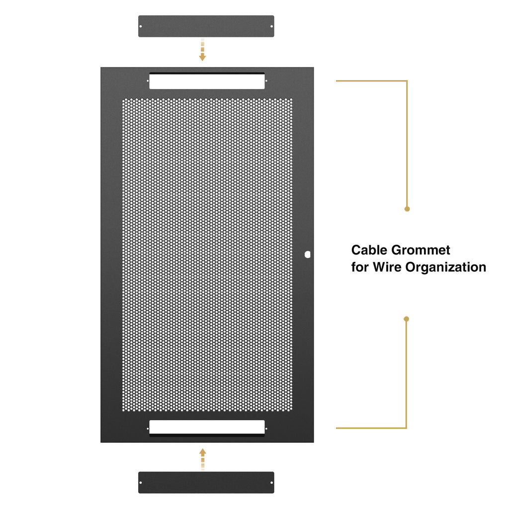 Sound Town STRK-DS21U Vented Server Rack Doors, for STRK-M21U Steel Rack - Cable Grommet for Wire Organization