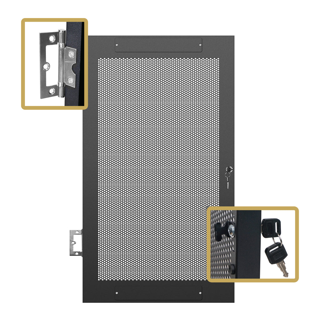 Sound Town STRK-DS21U Vented Server Rack Doors, for STRK-M21U Steel Rack - Hinges and Locking Keys