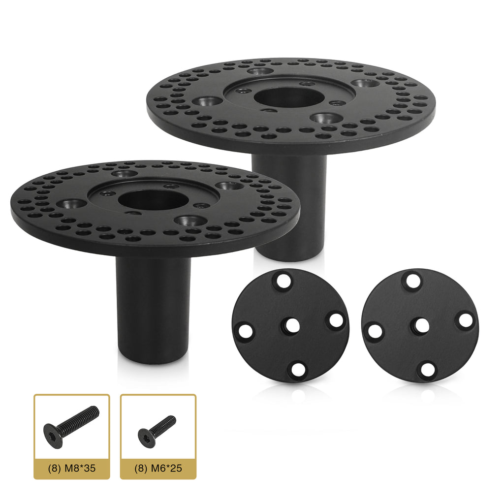 Sound Town STSD-AD3B-PAIR | Versatile Two 35mm (1 3/8") Speaker Pole Mount and M10 Threaded Mounting Plate Adapter Set for PA/DJ Speaker Cabinet, Black-Top Cap