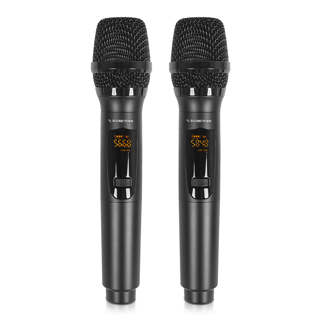 Sound Town SWM15-MAX | 16 Channels Wireless Microphone Karaoke Mixer System w/ HD ARC, Optical (Toslink), AUX, Supports Smart TV, Media Box, PC, Soundbar - 2 Metal Handheld Mics 