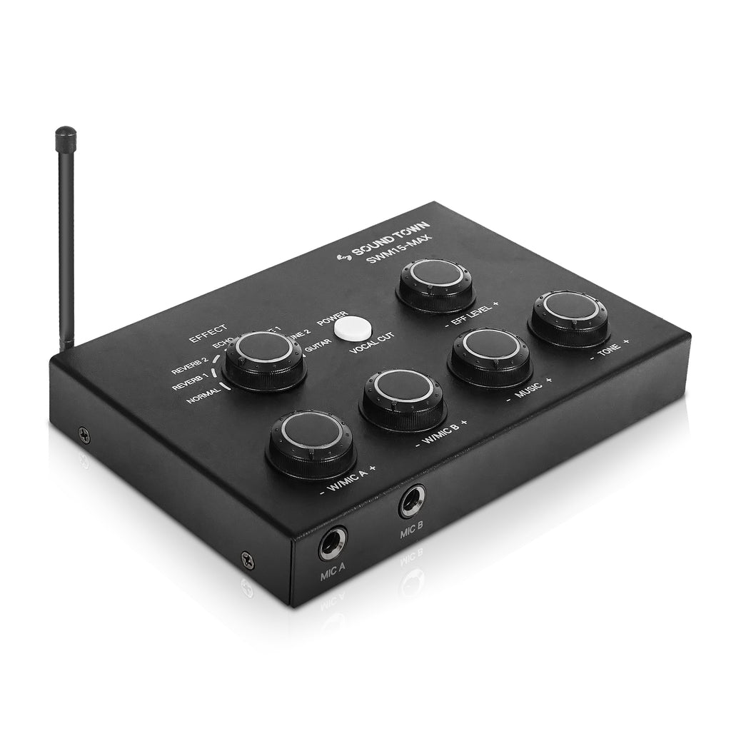 Sound Town SWM15-MAX | 16 Channels Wireless Microphone Karaoke Mixer System w/ HD ARC, Optical (Toslink), AUX, Supports Smart TV, Media Box, PC, Soundbar - Side Panel