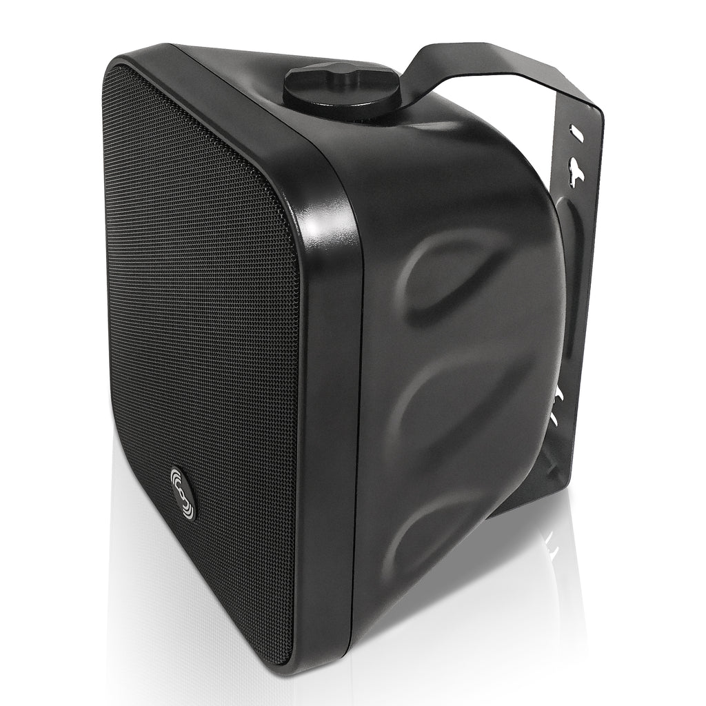 Sound Town TARVOS-MS5B-PAIR | Pair of Passive 70V/100V 5.25" Weather-Resistant Surface-Mount Speakers, w/ IP55-rated Enclosure, for Home & Commercial, Black-Left Side