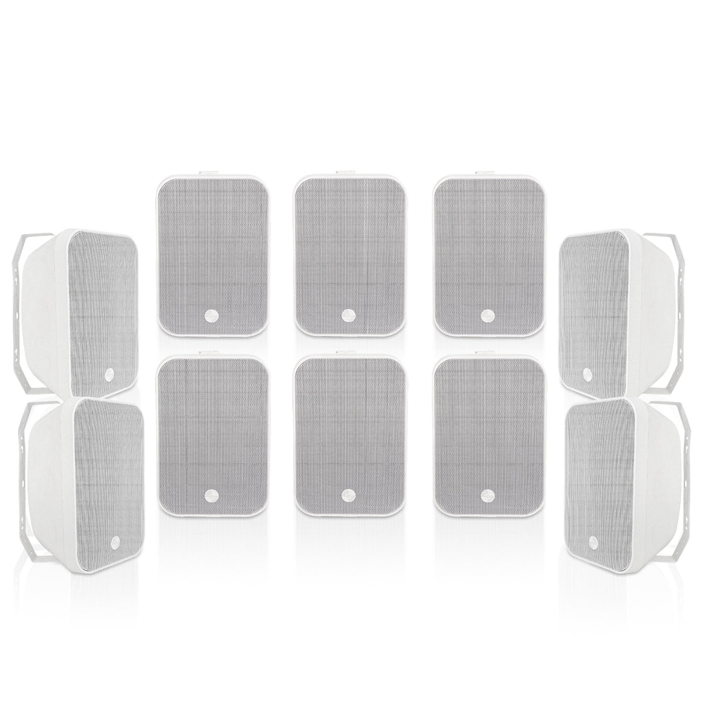 Sound Town TARVOS-MS6W-5PRS | 5 Pairs of 70V/100V 6.5" Weather-Resistant Surface-Mount Passive Speakers, w/ IP55-rated Enclosure, for Home & Commercial, White
