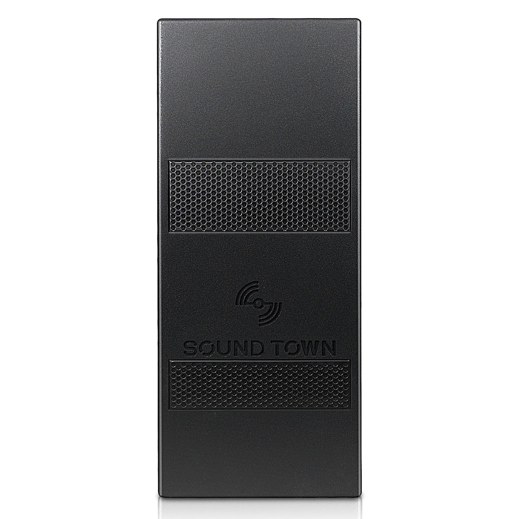 Sound Town TITAN-S28B Dual 8" Weather-Resistant Subwoofer with Folded Horn Design, Black - Front Panel