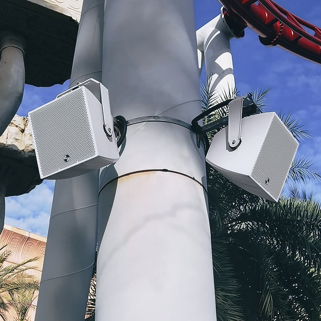 Sound Town TITAN-6G-R | REFURBISHED: IP55 2-Way 70V/100V 6" Coaxial Weather-Resistant Installation Loudspeaker w/ U Bracket, Gray - Amusement Parks