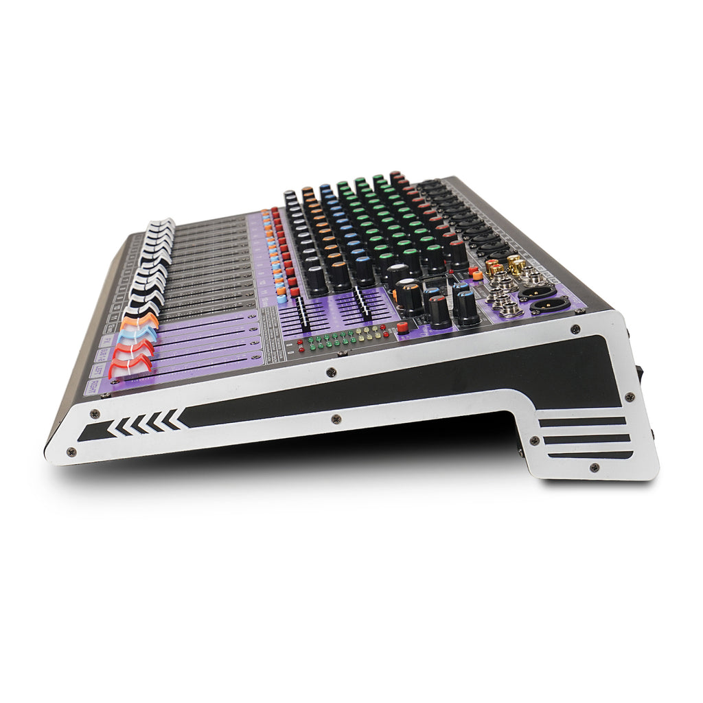 Sound Town TRITON-TX1202-R | REFURBISHED: 12-Channel Professional Audio Mixer with 99 DSP, USB MP3 Bluetooth, Dual 7-band EQ, 48V Phantom Power & Mute, Recording - Left View