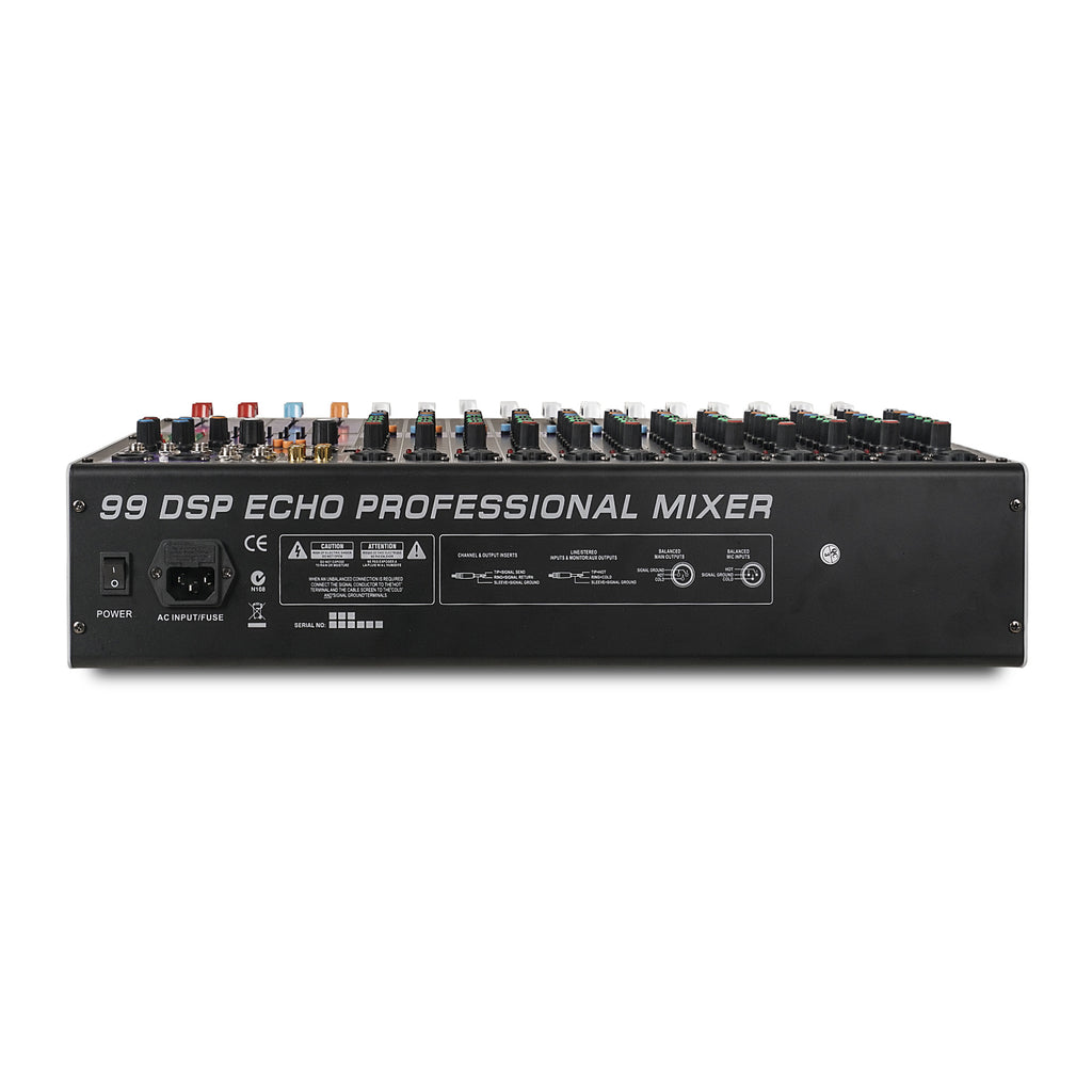 Sound Town TRITON-TX1202-R | REFURBISHED: 12-Channel Professional Audio Mixer with 99 DSP, USB MP3 Bluetooth, Dual 7-band EQ, 48V Phantom Power & Mute, Recording - Rear Panel