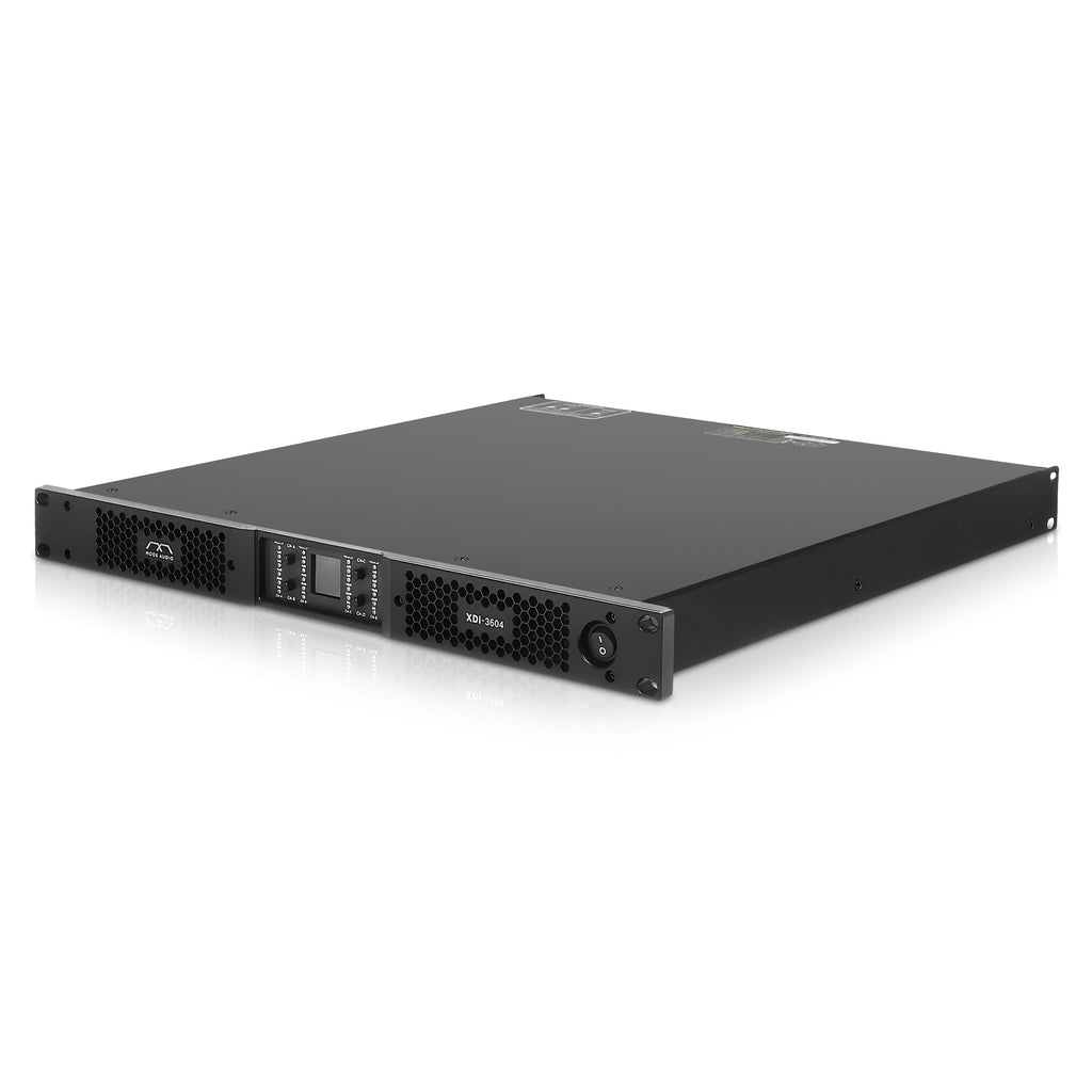 Sound Town XDI-3604 | Mode Audio High Power Density Class-D 4-Channel PA/DJ Power Amplifier, 4 x 3600W RMS at 4-ohm, with PFC Power, LED Screen - Left Side
