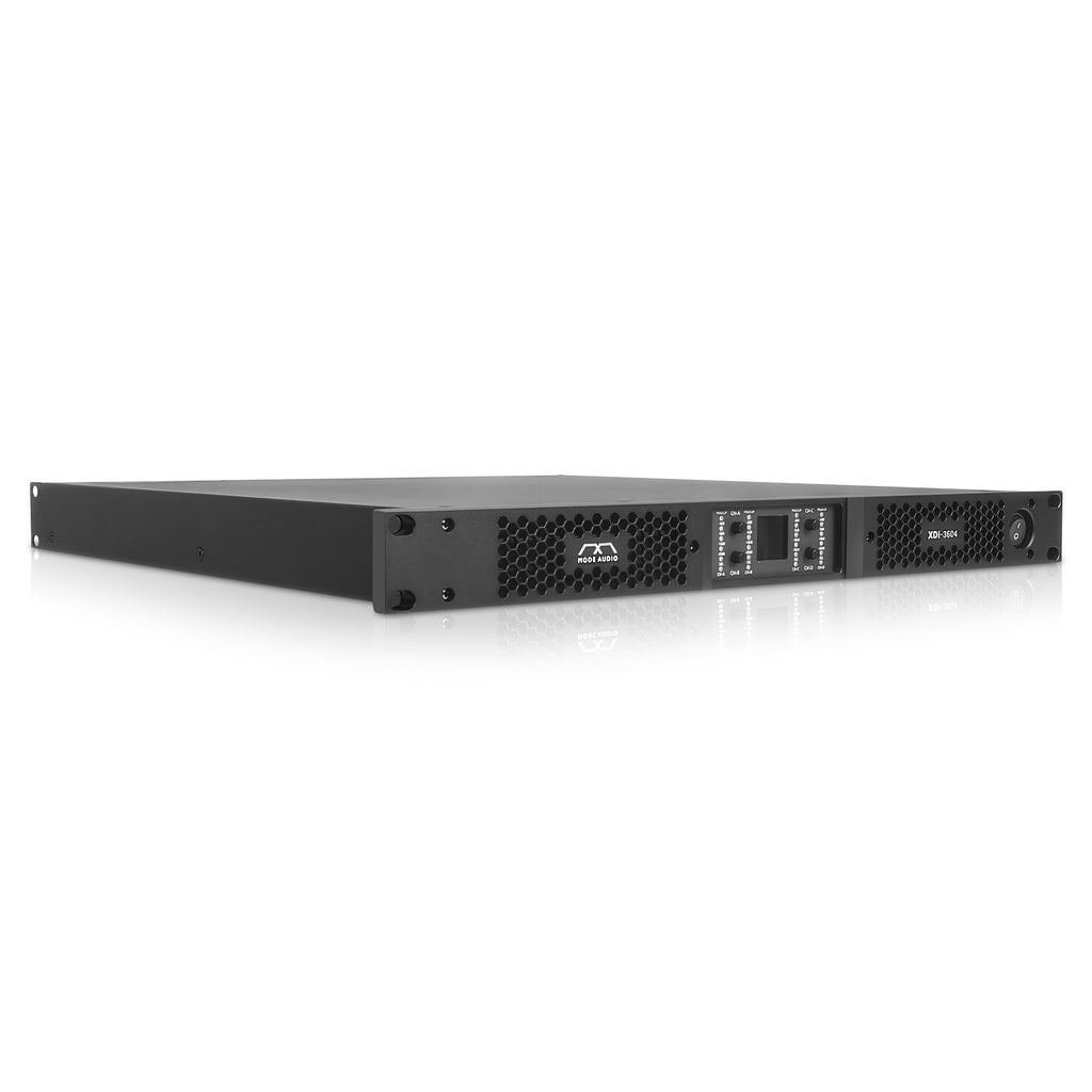 Sound Town XDI-3604 | Mode Audio High Power Density Class-D 4-Channel PA/DJ Power Amplifier, 4 x 3600W RMS at 4-ohm, with PFC Power, LED Screen - Right Angle
