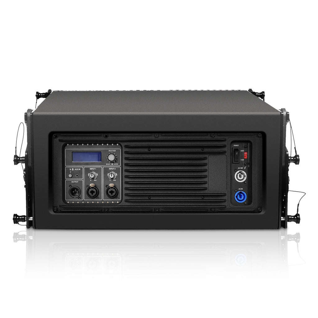 Sound Town ZETHUS-110PWX2 ZETHUS Series 1200W Powered Line Array Speaker System with Two 10-inch Powered Line Array Speakers, Black for Installation, Live Sound, Bar, Club, Church - Back Panel