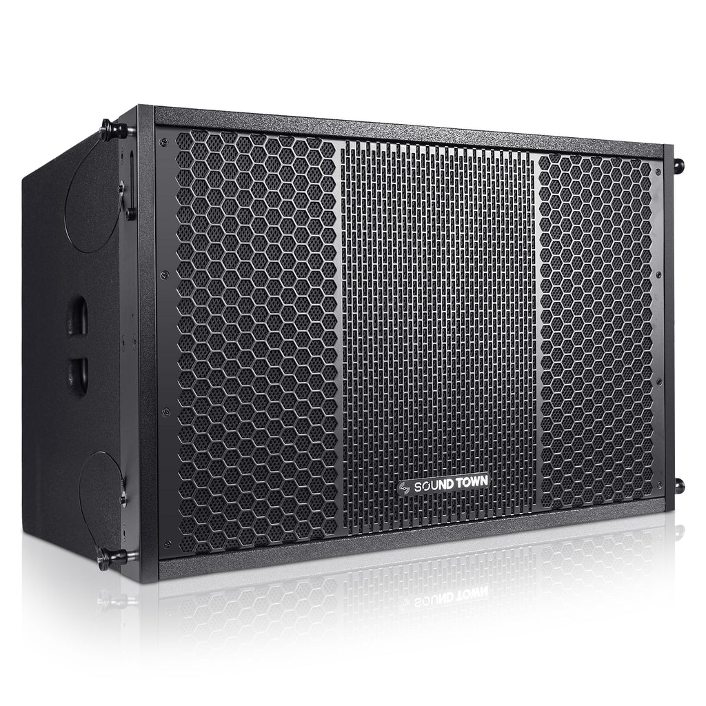 Sound Town ZETHUS-115SPW110PWX2 | ZETHUS Series 15” 1200W Powered Line Array Subwoofer with DSP, LPF, Black - Right Panel