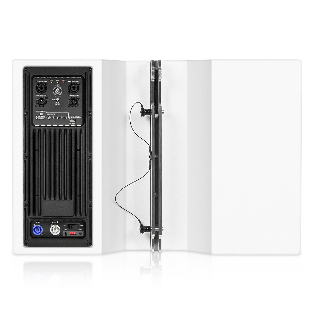 Sound Town ZETHUS-115SWPW110WX2 | ZETHUS Series 15" 1000W Powered Line Array Subwoofer with DSP, LPF, White - Back Panel
