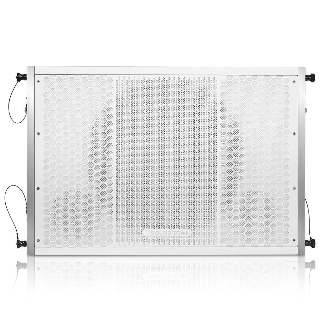 Sound Town ZETHUS-115SWPW110WX2 | ZETHUS Series 15" 1000W Powered Line Array Subwoofer with DSP, LPF, White - Front Panel