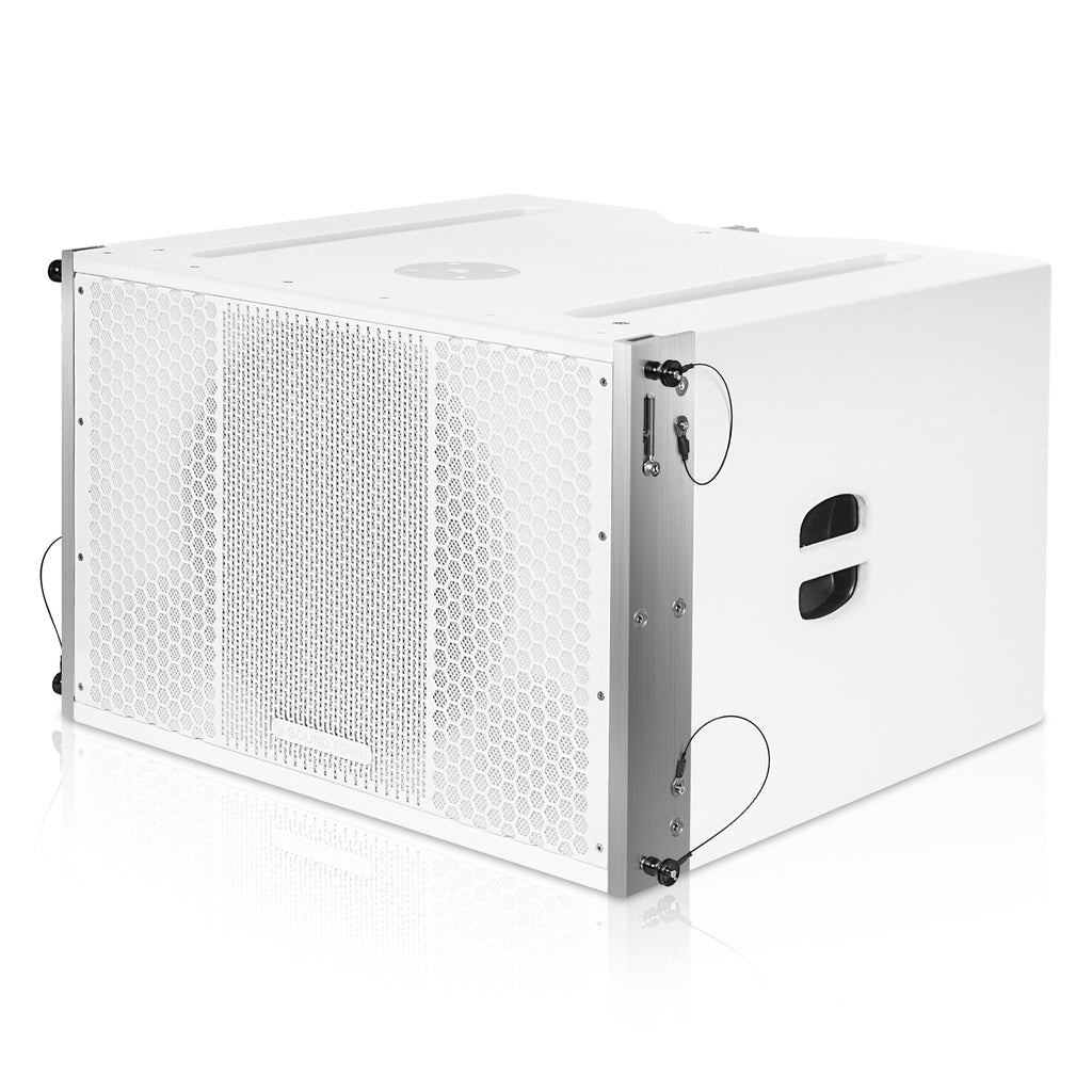 Sound Town ZETHUS-115SWPW110WX2 | ZETHUS Series 15" 1000W Powered Line Array Subwoofer with DSP, LPF, White - Left Panel