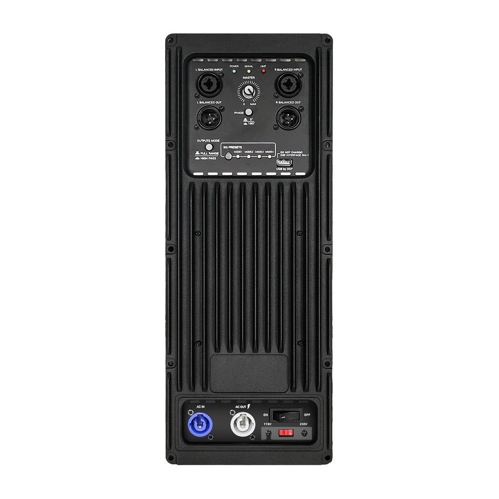 Sound Town ZETHUS-115SWPW110WX2 | ZETHUS Series 15" 1000W Powered Line Array Subwoofer with DSP, LPF, White - Plate Amp Module