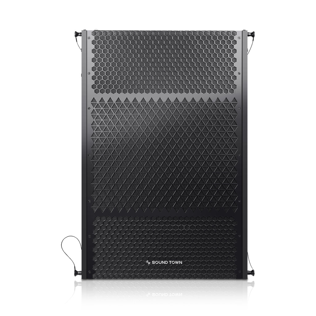 ZETHUS-215SPW | ZETHUS Series Dual 15“ Powered 2400W Line Array Subwoofer w/ DSP, 2-Channel Class-D Amplifier, Birch Plywood, Black - Front View