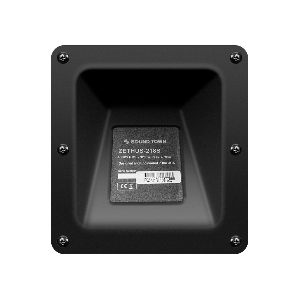 SOUND TOWN ZETHUS-218S208X4 ZETHUS Series Dual 18" 3200W High Power Line Array Passive Subwoofer, Black, for Stages, Bars, Clubs - 4 ohms, 1600w RMS.