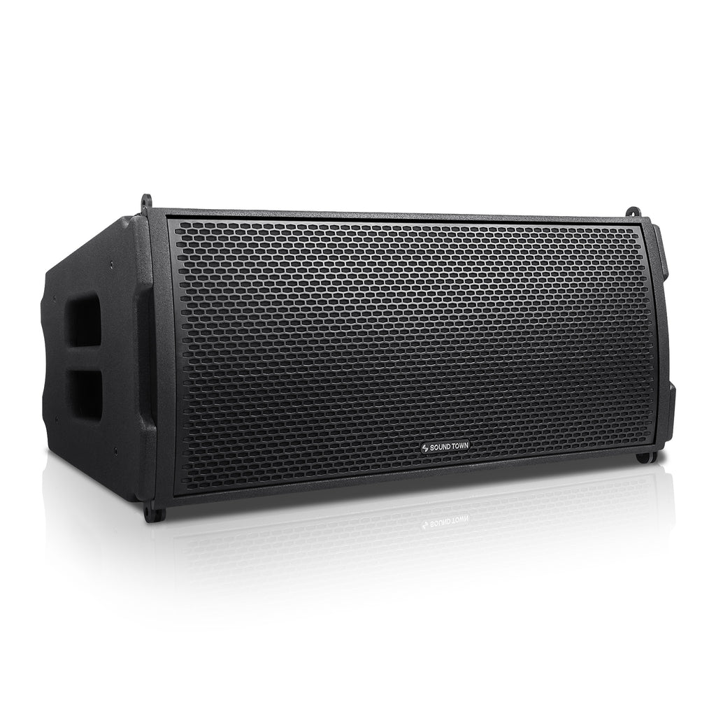 Sound Town ZETHUS-IP118S210X4 Dual 10" Water-Resistant Passive Line Array Loudspeaker, with Italian Neodymium Drivers, Full Range/Bi-Amp Switchable, Black - IP55