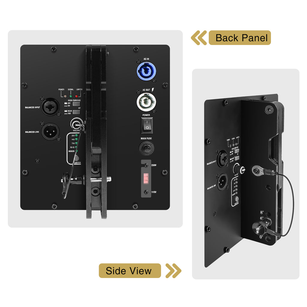 Sound Town ZETHUS-M3PW-R | REFURBISHED: ZETHUS Series Pair Ultra-Compact Powered Line Array PA Speakers, w/ Class-D amp, DSP, for Live Sound, Stage, Clubs, Churches and Schools - Multiple Flying Points, 0, 2, 4, 6, 8 Degrees Angle Adjustment