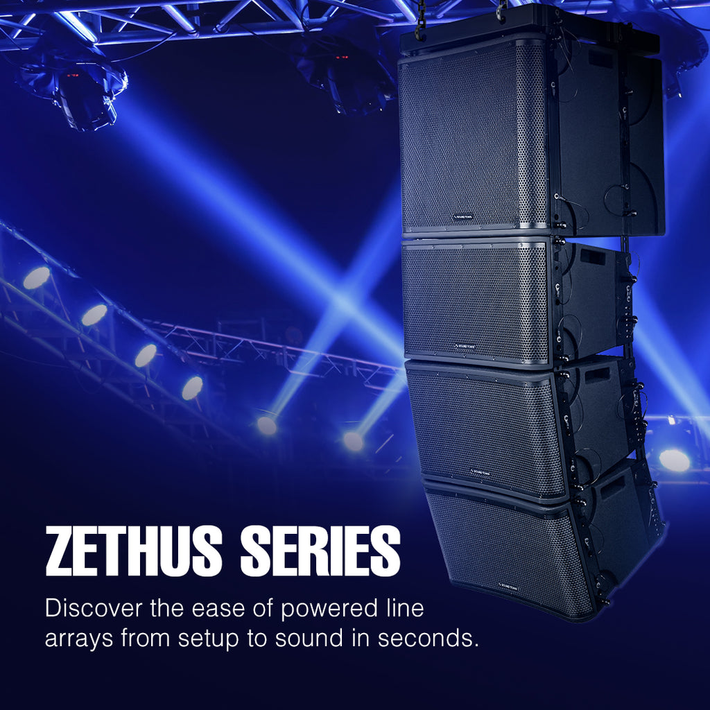 Sound Town ZETHUS-VX118SPW112BPWX3 | ZETHUS Series Powered Line Array System w/ One 18" Subwoofer, Three 12" Loudspeakers, Versatile Installations, Black for Concerts, Live Music Events, Performances, Church
