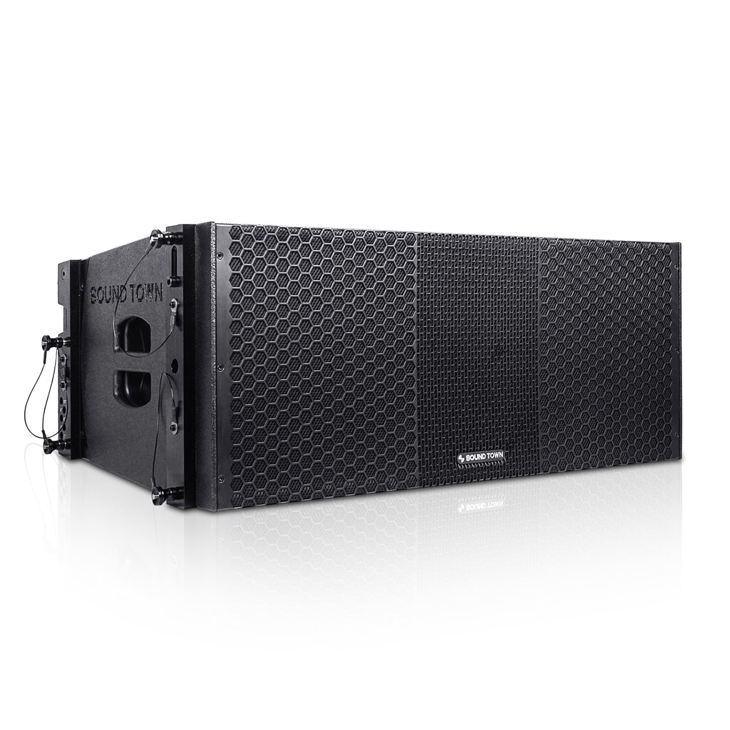 Sound Town ZS-218SP210BP4C | ZETHUS Series Dual 10" Powered Line Array Loudspeaker with Onboard DSP, Black - Right panel
