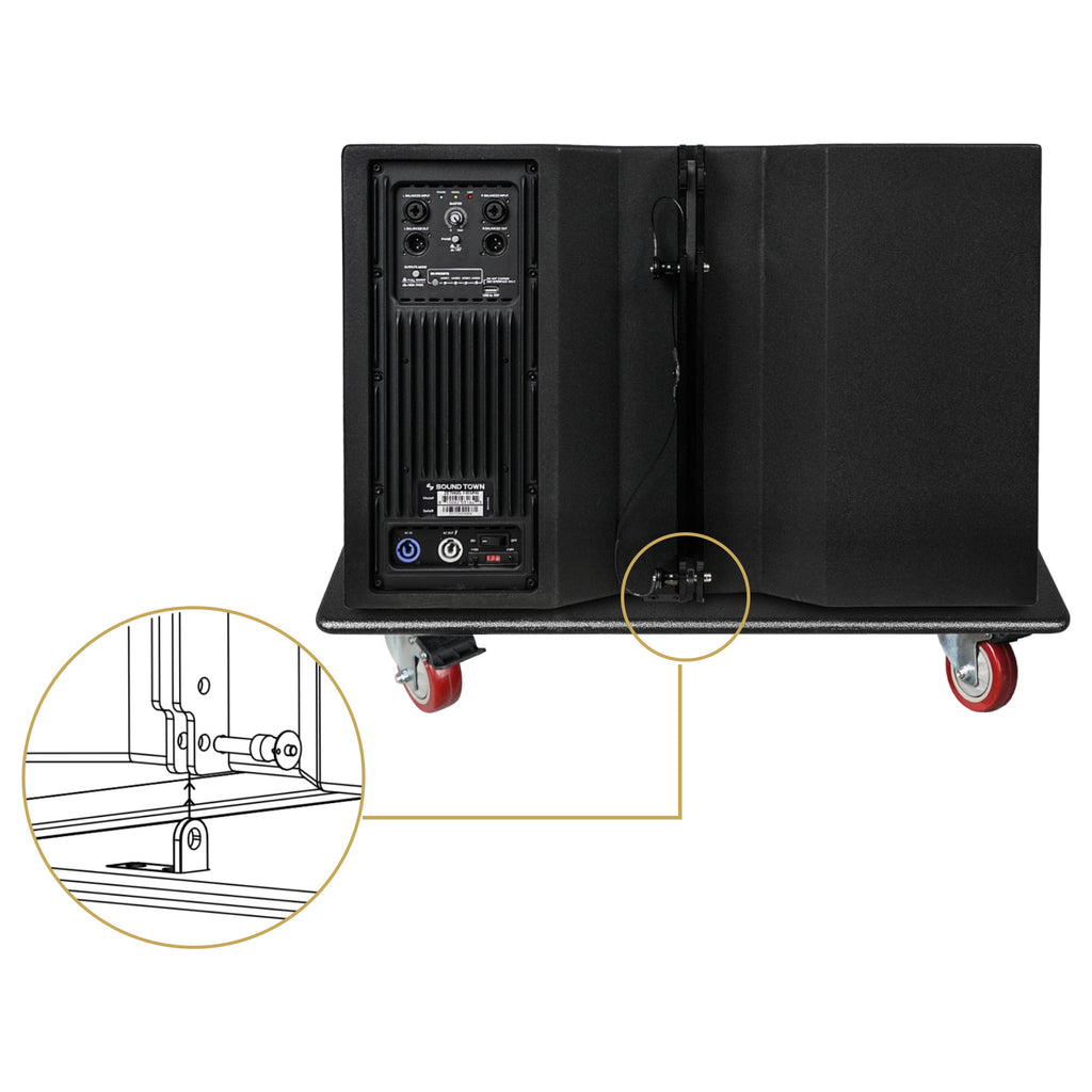 Sound Town ZSCB-115S-R | REFURBISHED: Sturdy Plywood Caster Board for ZETHUS-115S/115SPW Subwoofer and Furniture, Safe and Easy Transport with 4-inch Wheels and Brakes - Safety Pin and L-Bracket