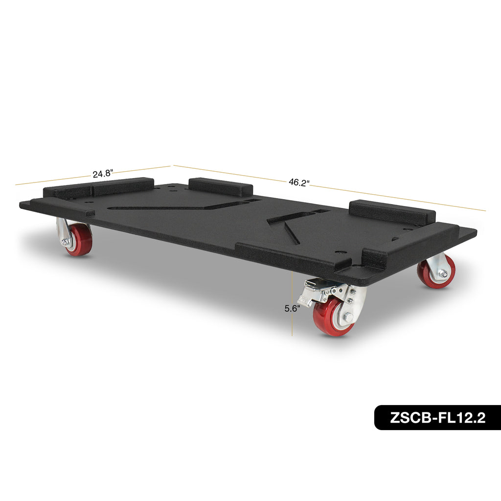Sound Town ZSCB-FL12.2 | MODE Audio Durable Plywood Caster Board for Reliable Transport of FILA-12.2 Line Array Speaker, with 4-inch Wheels and Brakes- Size & Dimensions