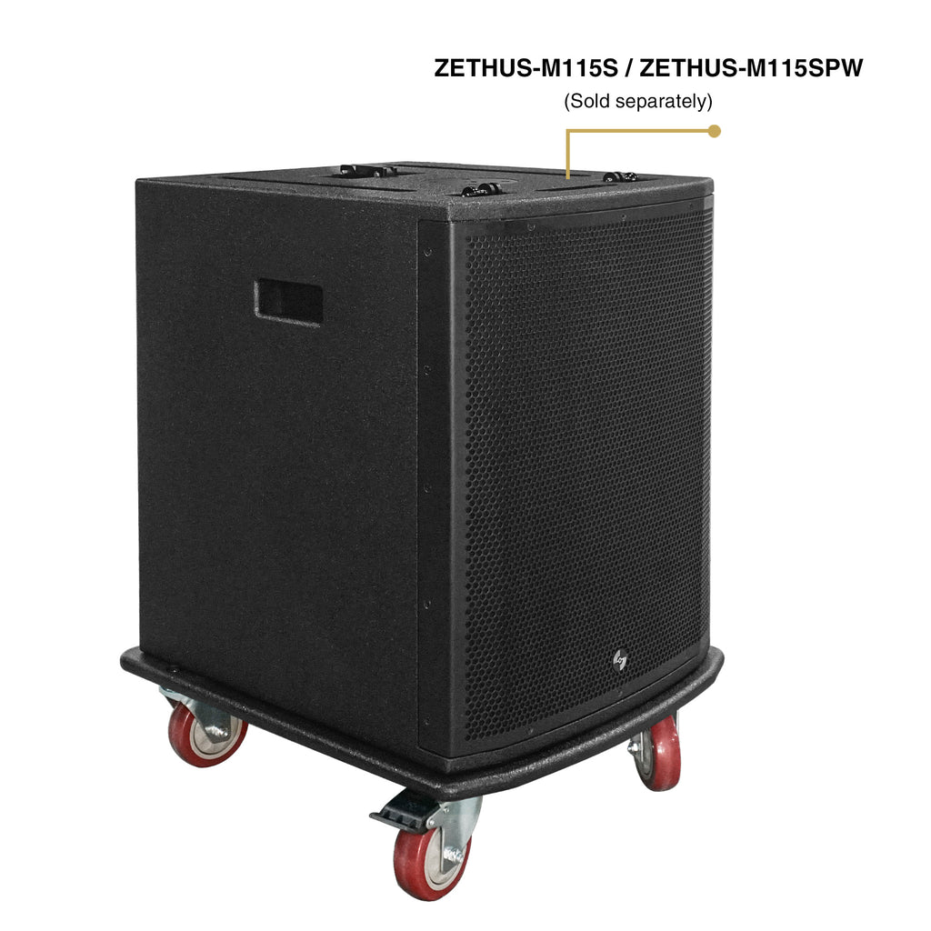 Sound Town ZSCB-M115S | Sturdy Plywood Caster Board for Safe and Easy Transport of ZETHUS-M115S/115SPW Subwoofer and Furniture, with 4-inch Wheels and Brakes - Compatible to stack with ZETHUS-M115S/115SPW Subwoofers
