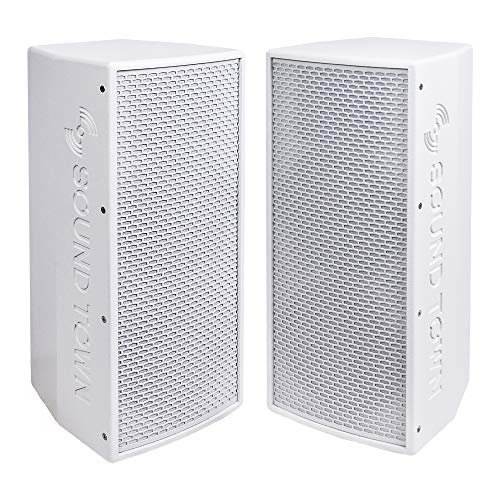 Sound Town KALE-208WPW-PAIR | KALE Series 2-Pack Dual 8” 600W Powered DJ PA Speaker with Bluetooth, Titanium Compression Driver and 3-Channel Mixer for Live Sound, Karaoke, Bar, Church, White