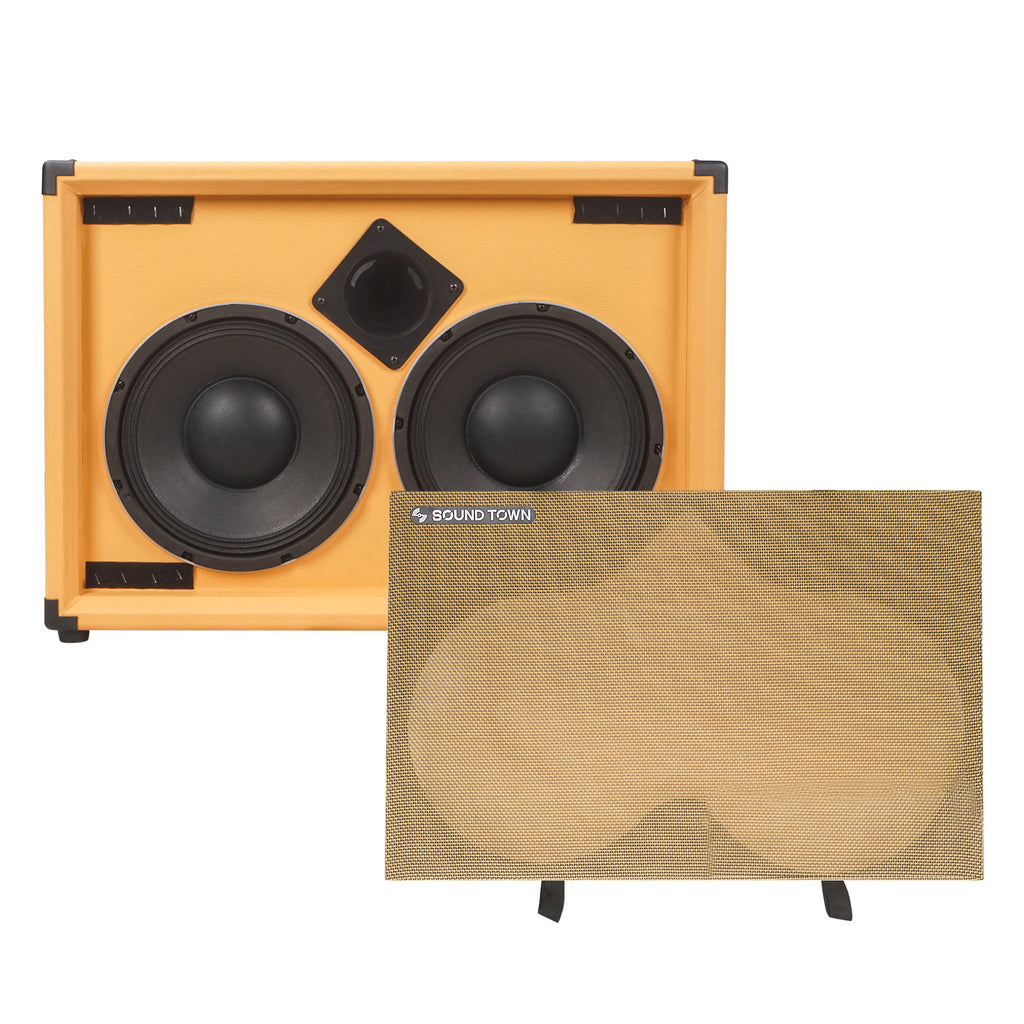 Sound Town BGC210OR | 2 x 10“ 400W Bass Cabinet w/ Horn, 8-ohm, Birch Plywood, 50oz Magnet, 3” Voice Coil, Orange Tolex - without front grill