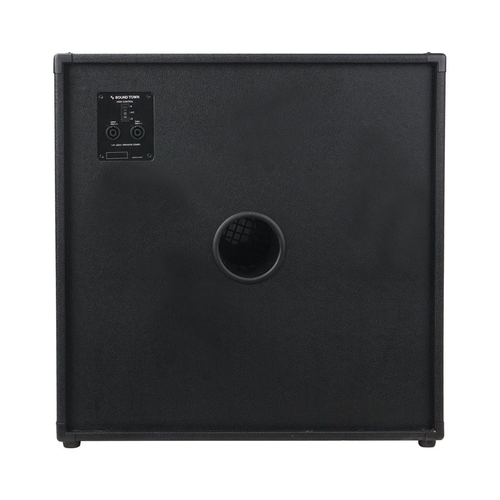Sound Town BGC410BK | 4 x 10“ 800W Bass Cabinet w/ Horn, 8-ohm, 50oz Magnet, 3" Voice Coil, Birch Plywood, Black Tolex - back panel