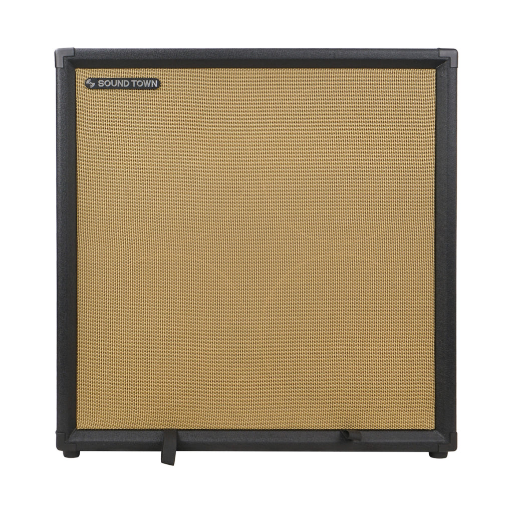 Sound Town BGC410BK | 4 x 10“ 800W Bass Cabinet w/ Horn, 8-ohm, 50oz Magnet, 3" Voice Coil, Birch Plywood, Black Tolex - front panel
