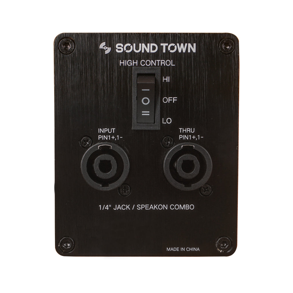 Sound Town BGC410OR | 4 x 10“ 800W Bass Cabinet w/ Horn, 8-ohm, 50oz Magnet, 3” Voice Coil, Birch Plywood, Orange Tolex - jack plate