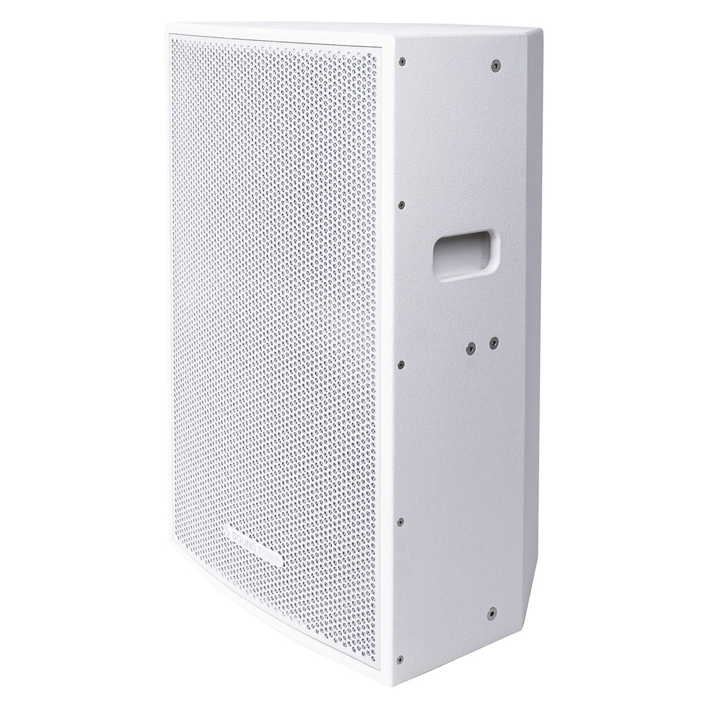 Sound Town CARME-115WPW CARME Series 15" 2-Way Powered Professional PA DJ Monitor Speaker, White w/ Compression Driver for Installation, Live Sound, Karaoke, Bar, Church - left panel