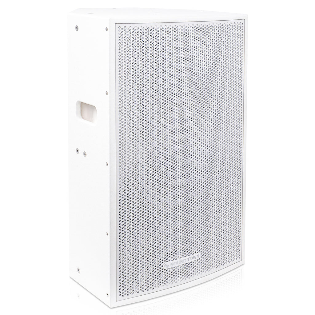 Sound Town CARME-115WV2 | CARME Series 15" 800W 2-Way PA/DJ Monitor Speaker, White w/ Compression Driver for Installation, Live Sound, Karaoke, Bar, Church - Right Panel