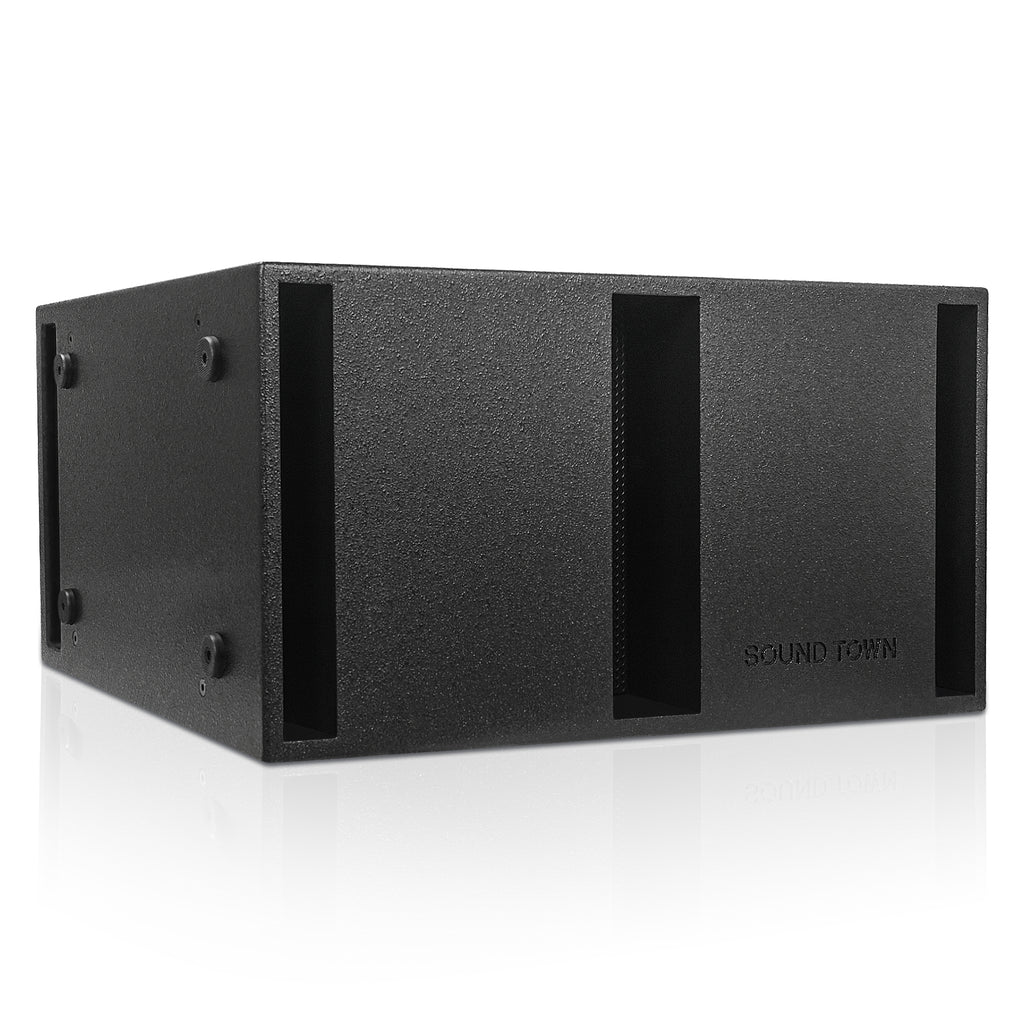Sound Town CARME-212S CARME Series Dual 12" 1600W Passive PA DJ Subwoofer with Folded Horn Design, Black, for Lounge, Club, Bar, Theater, Restaurant, Church & Live Sound, Right Panel