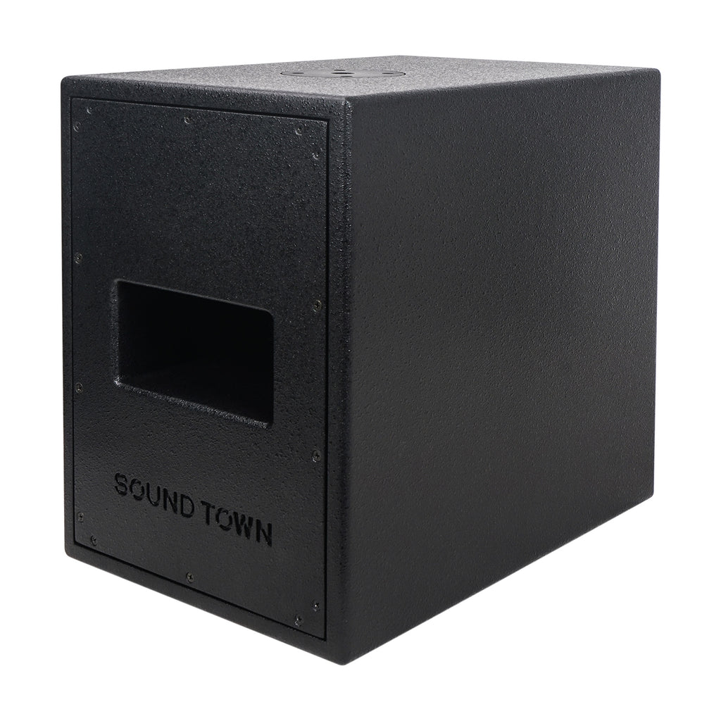 Sound Town CARME-28M64 Dual 8" 2000W Powered PA Subwoofer with Speaker Output, DSP, TWS Bluetooth, Plywood for Lounge, Club, Bar, Theater, Restaurant, Church - Side Panel