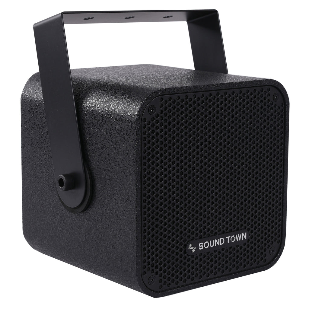 Sound Town Carme-105B Compact 2-way 5” Coaxial Loudspeaker w/ 5” Woofer & Speed Mounting Bracket for Installation, Bar, Church - right panel