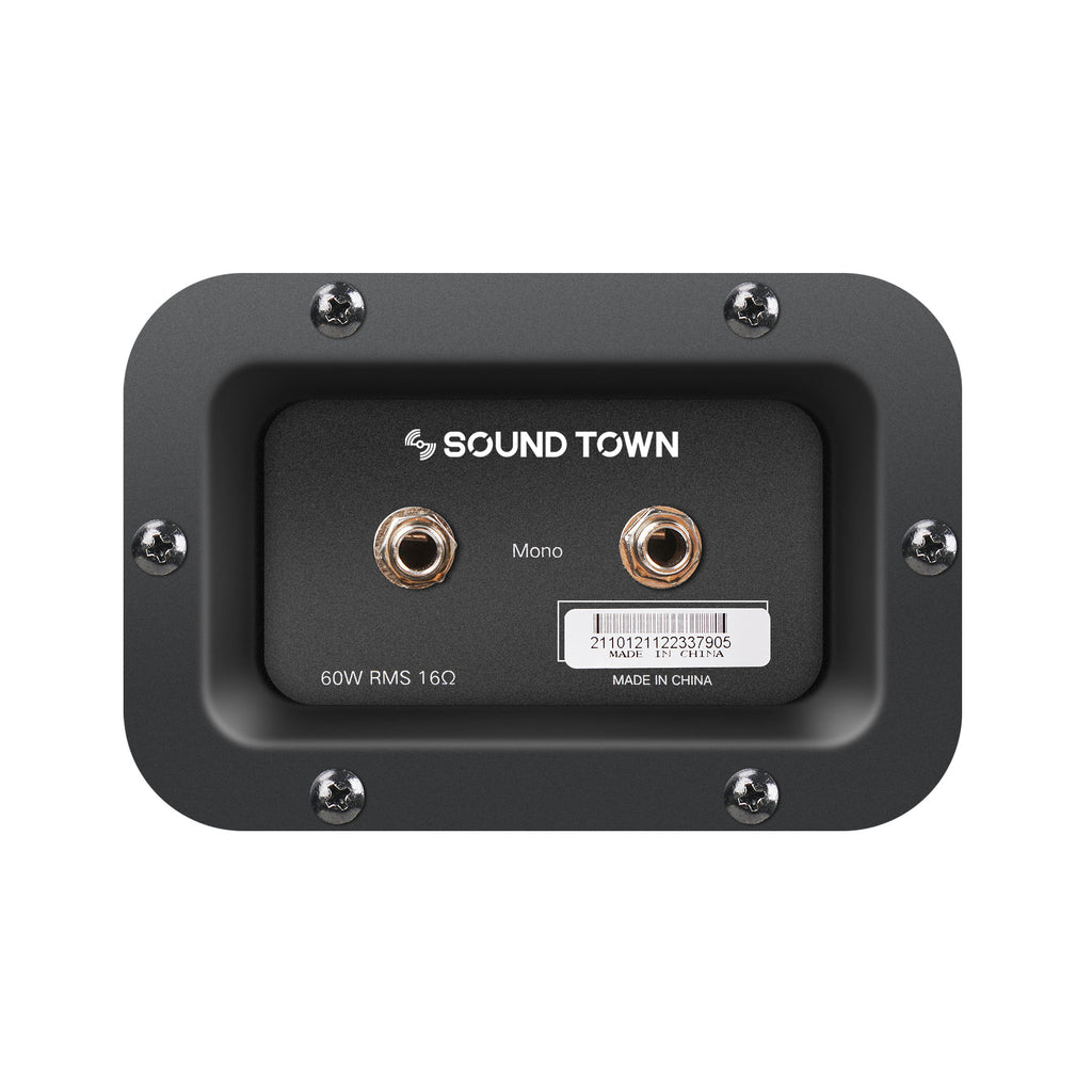 Sound Town GUC112BK-EC 1 x 12" Empty Closed-back Guitar Speaker Cabinet, Plywood, Black with Mono/Stereo Jack Plate