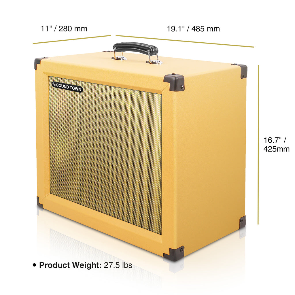 Sound Town GUC112OBOR 1 x 12" 65W Guitar Speaker Open-back Cabinet, Plywood, Orange - Size, Dimensions, and Weight