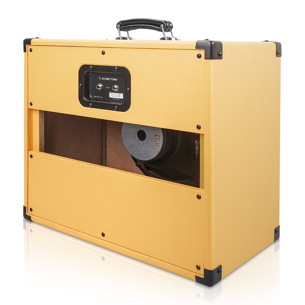 Sound Town GUC112OBOR 1 x 12" 65W Guitar Speaker Open-back Cabinet, Plywood, Orange with removable rear panel